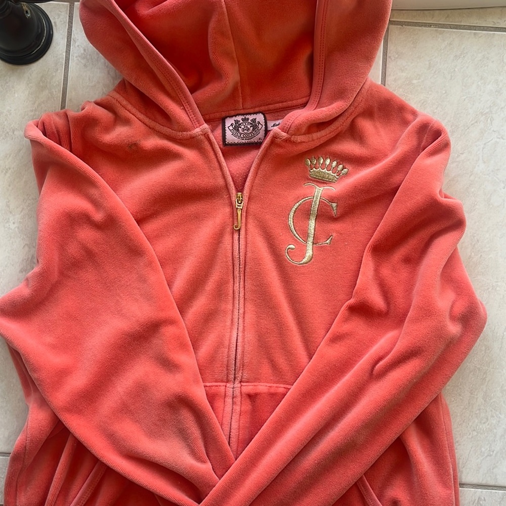 Pink/peach juicy couture L hoodie *flawed*